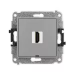 MINI Mechanizm gniazda pojedynczego HDMI 2.0, 4K, bez pola opisowego szary mat