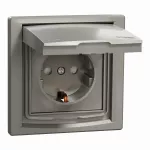 Asfora, gniazdo pojedyncze schuko, IP44, brąz