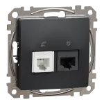 Gniazdo komputerowo-telefoniczne (RJ45 kat.5e UTP + RJ11), Sedna Design & Elements, czarny antracyt