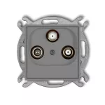 MINI Mechanizm gniazda abonenckiego 2 wyjścia SAT + TV szary mat