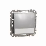 Przycisk z etykietą i podświetleniem (12V Ac), Sedna Design & Elements, srebrne aluminium