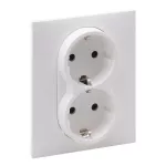 SUNO - Gniazdo SCHUKO 2x2P+Z z przesłoną - zaciski automatyczne (monoblok), Biały, Legrand