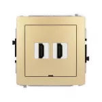 DECO Mechanizm gniazda podwójnego HDMI 2.0, 4K, bez pola opisowego złoty