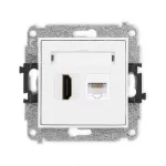 ICON Mechanizm gniazda pojedynczego HDMI 2.0, 4K + gniazda komp. poj. 1xRJ45, kat. 5e, 8-stykowy biały mat