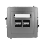 DECO Mechanizm ładowarki USB podwójnej 2xUSB A, 15,5W max., 5V, 3.1A grafitowy