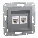 Asfora, gniazdo komputerowe 2x RJ45 kat.5e, UTP, bez ramki, stal
