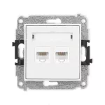 MINI Mechanizm gniazda komputerowego podwójnego 2xRJ45, kat. 5e, 8-stykowy biały mat