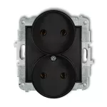 MINI Mechanizm gniazda podwójnego do ramki bez uziemienia 2x2P (bez przesłon torów prądowych) czarny mat