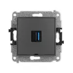 ICON Mechanizm gniazda pojedynczego USB A-A 3.0, bez pola opisowego grafitowy mat