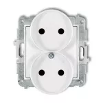 MINI Mechanizm gniazda podwójnego do ramki bez uziemienia 2x2P (przesłony torów prądowych) biały mat