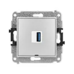 ICON Mechanizm gniazda pojedynczego USB A-A 3.0, bez pola opisowego srebrny metalik
