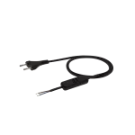 Przewód przyłączeniowy z przełącznikiem z zalewaną wtyczką płaską czarny PVC 250V~/2,5A 2x0,75mm² - 2m S-13W-0,75-2-2