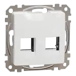 Płytka centralna 2xRJ45 do wkładów 5e-6 UTP Amp, Sedna Design & Elements, białe