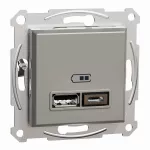 Gniazdo ładowania USB A+C, Asfora, 2,4A, bez ramki, brąz