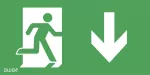 125x250 piktogram 27 chłopek w drzwiach strzałka dół logo awex (ISO7010)