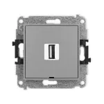 ICON Mechanizm gniazda pojedynczego USB A-A 2.0, bez pola opisowego szary mat