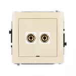 DECO Mechanizm gniazda głośnikowego pojedynczego, bez pola opisowego (typu banan - czerwony i czarny, pozłacany, 4 mm2, do lutowania) beżowy
