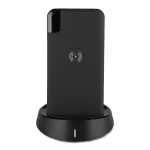 Power Bank z wyświetlaczem LED i ładowaniem indukcyjnym / Baza Biurkowa / Litowo Polimerowy - 3.7V, 8000mAh / Czarny