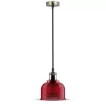 Lampa wisząca / Klosz: Czerwone szkło / zwis 150 cm