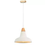 Lampa Wisząca / Beton + Drewno / Biały / Średnica: 300
