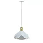 Lampa Wisząca / Biały + Drewno / Średnica: 320