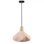 Lampa Wisząca / Różowy + Drewno / Średnica: 320