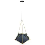 Lampa Wisząca / PRYZMAT / Biały + Czarny drut / Złoty przewód / Średnica: 400