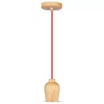 Lampa wisząca / Drewno / Czerwony przewód