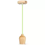 Lampa wisząca / Drewno / Zielony przewód