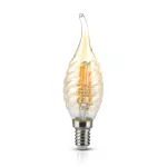 4W C35 Żarówka LED Filament / Klosz: Bursztynowy kręcony płomyk / Barwa:2200K / Trzonek:E14