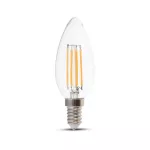 4W C35 Żarówka LED Filament / Klosz Transparentny / Chip SAMSUNG / Barwa:2700K / Ściemniana / Trzonek:E14