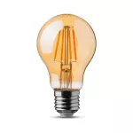 6W A60 Żarówka LED Filament / Klosz Bursztynowy / Chip SAMSUNG / Barwa:2200K / Trzonek:E27