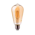 6W ST64 Żarówka LED Filament / Klosz Bursztynowy / Chip SAMSUNG / Barwa:2200K / Trzonek:E27