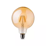6W G125 Żarówka LED Filament / Klosz Bursztynowy / Chip SAMSUNG / Barwa:2200K / Trzonek:E27