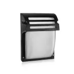 Lampa ścienna ogrodowa z daszkiem / Szkło: Mleczne / Trzonek: E27 / Obudowa: Czarna