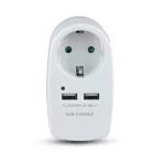 Adapter do gniazda z ładowarka USB 16A+2.1A / Biały