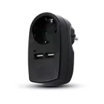 Adapter do gniazda z ładowarka USB 16A+2.1A / Czarny