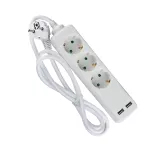 Przedłużacz mieszkaniowy 3 GN. Z portem 2xUSB / 3x1.5 X1.5M/ Biały