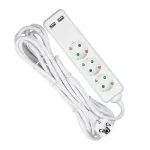 Przedłużacz mieszkaniowy 3 GN. Z portem 2xUSB / 3x1.5 X 5M/ Biały