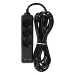 Przedłużacz mieszkaniowy 3 GN. Z portem 2xUSB / 3x1.5 X 5M/ Czarny