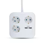 Przedłużacz mieszkaniowy 3 GN. Z portem 2xUSB / 3x1.5 X 1.4M / Biały