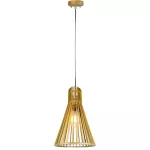 Lampa wisząca / Klosz drewno z chromowanymi dekoracjami / Średnica: 450