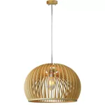 Lampa wisząca / Klosz drewno z chromowanymi dekoracjami / Średnica: 450
