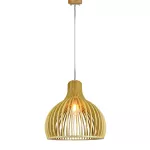 Lampa wisząca / Klosz drewno z chromowanymi dekoracjami / Średnica: 450