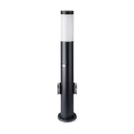 Słupek ogrodowy z PIR / Obudowa: Stal nierdzewna / Wysokość: 60cm / Gniazdo: E27 / IP44 / Kolor: Czarny