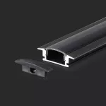 Profil Aluminiowy do paska LED wpuszczany / 2000mmx24.7mmx7mm / Klosz: Czarny / Kolor: Czarny