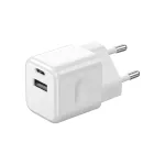 Ładowarka Sieciowa Fast Charger USB + USB C / 20W / Power Delivery / Wtyczka EU / Biała