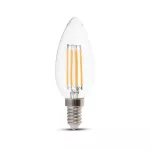 4W C35 Żarówka LED Filament / Klosz Transparentny / Barwa:3000K / Ściemniana / Trzonek:E14
