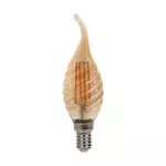 4W C35 Żarówka LED Filament / Klosz: Bursztynowy kręcony płomyk / Barwa:2200K / Trzonek:E14