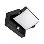 17W Lampa ścienna LED z czujnikiem ruchu / Barwa:4000K / Obudowa: Czarna / Kwadratowa